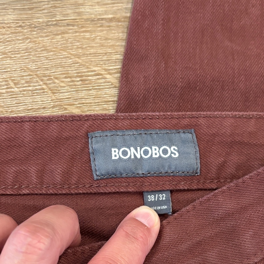 Bonobos Men's Straight Leg Jeans in Deep Burgundy - Picture 2 of 10